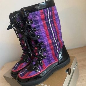 COACH Plaid Berry Multi Color Boots size 9